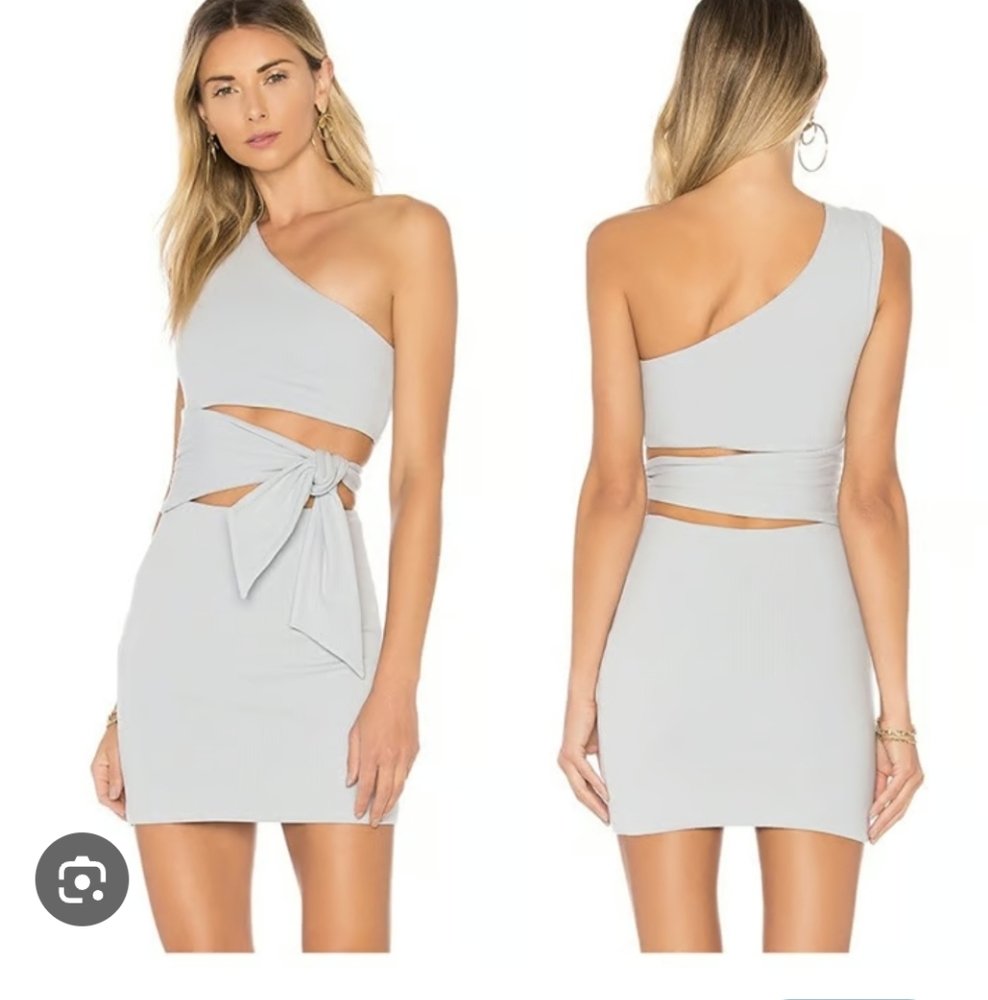 Lovers + Friends Akexander Dreas Cool Blue One Shoulder Ribbed Cut Out Sz.S New